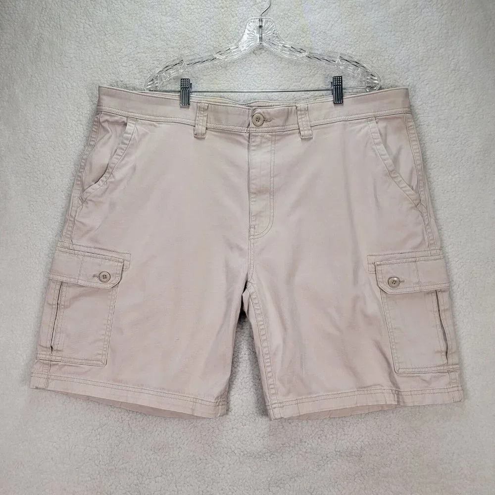 St. Johns Bay Beige Comfort Stretch Relax Casual Outdoor Men's Cargo Shorts
